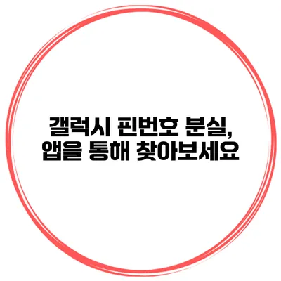 갤럭시 핀번호 분실, 앱을 통해 찾아보세요