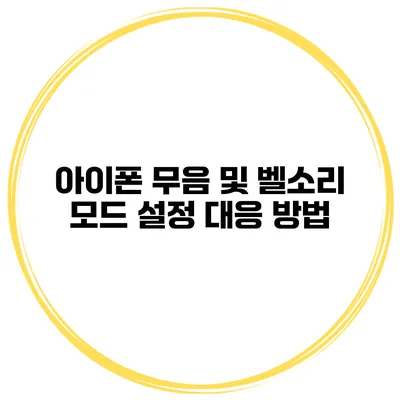 아이폰 무음 및 벨소리 모드 설정 대응 방법
